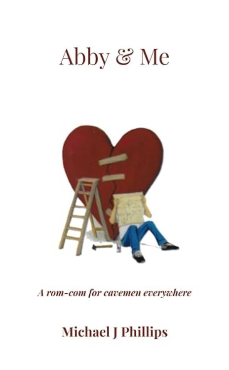 Abby & Me cover: a man slumped against a patched-up red heart